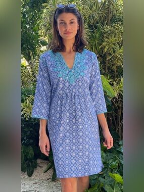 Sigrid Olsen Mayan Tile Dress Size XL Beach to Bistro Summer NEW Cotton